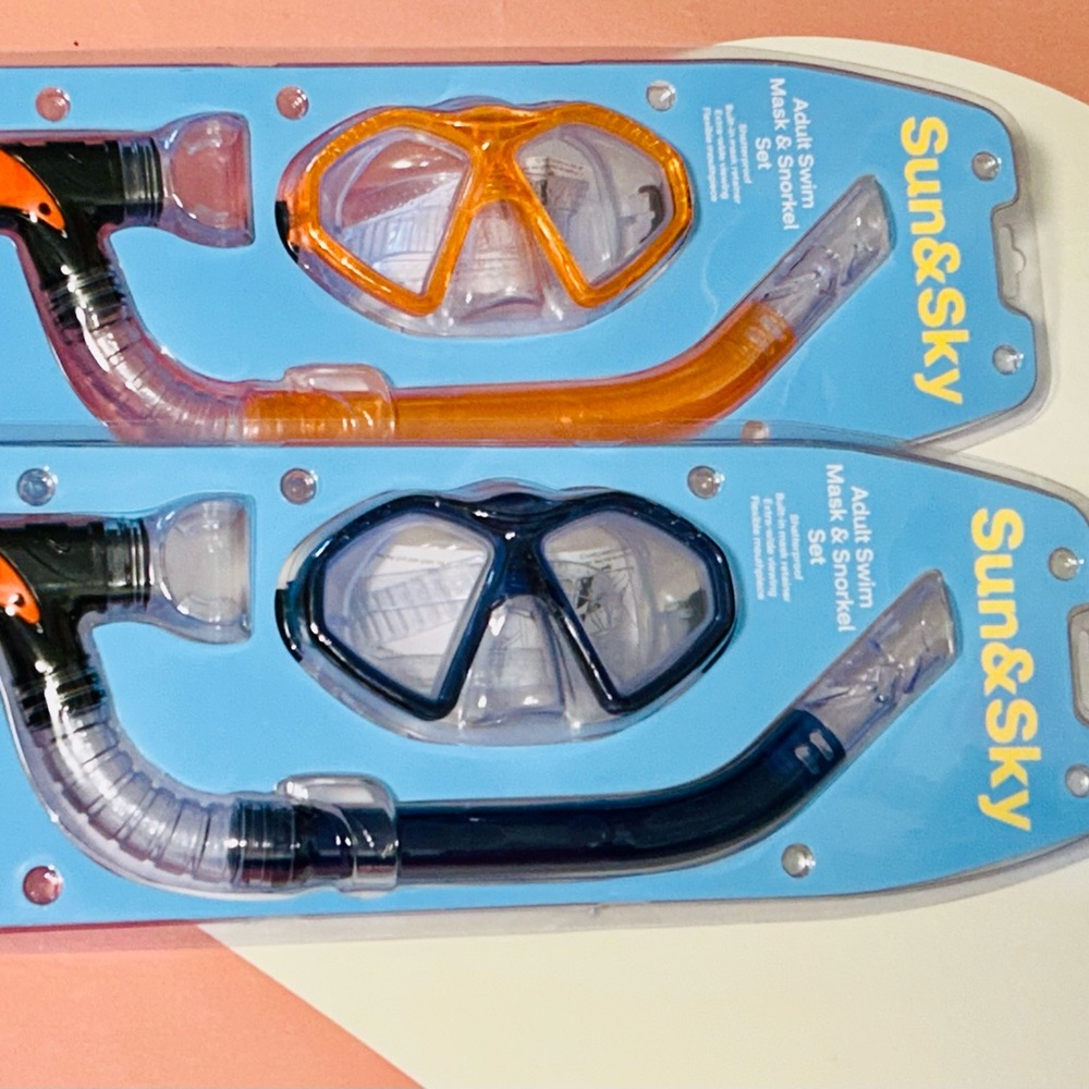 2 Sun & Sky Adult Swim Mask and Snorkel Set - Orange and Black